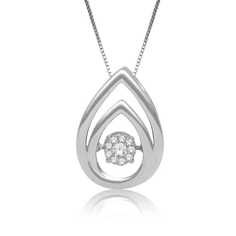 Beats of Love Diamond Double Teardrop Pendant in Sterling Silver image number null