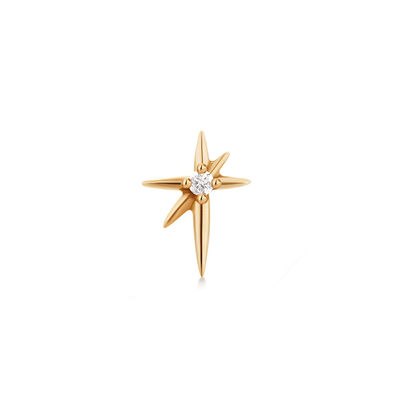 Diamond Starburst Single Stud in 14k Yellow Gold