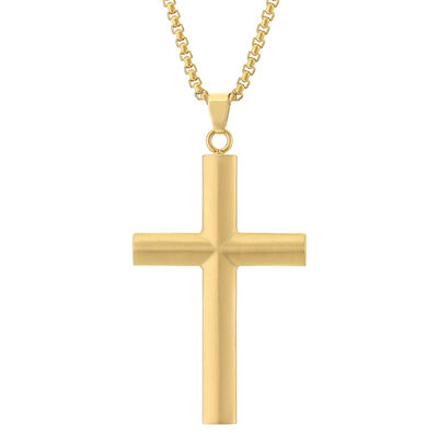 Men's Stainless Steel & Gold Ion-Plate Cross Necklace