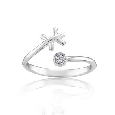 Zodiac Diamond Pisces Fashion Ring in Sterling Silver 