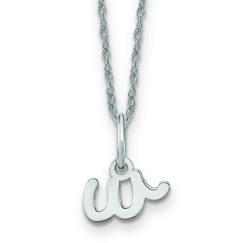 Script W Initial Necklace in 14k White Gold image number null