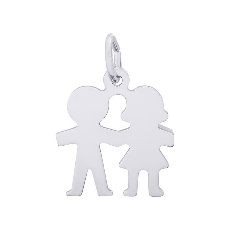 Boy and Girl Sterling Silver Charm image number null