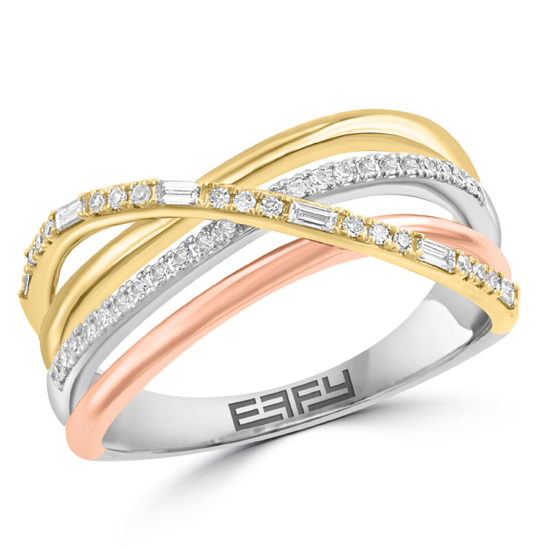 EFFY .23ctw. Diamond Crossover Ring in 14k Tricolor Gold image number null