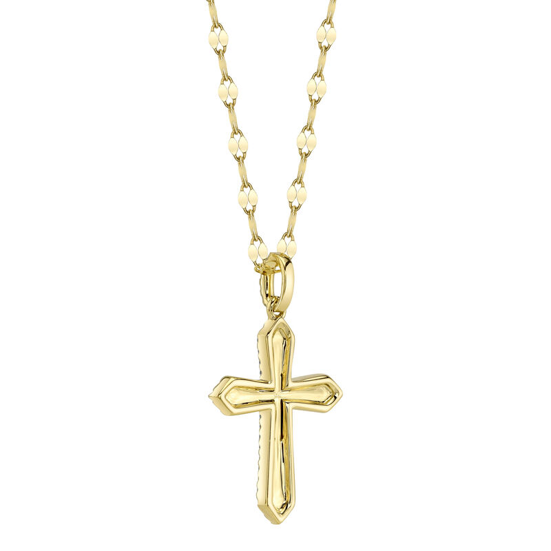Diamond Pave Cross Pendant Necklace in 14k Yellow Gold image number null
