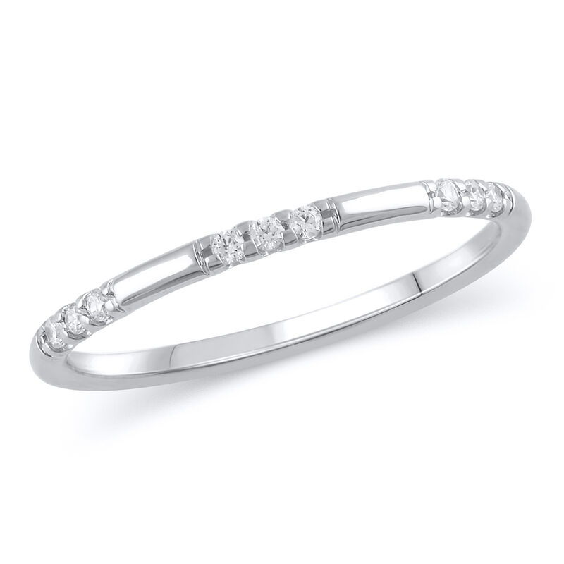 Brilliant-Cut Lab Grown .11ctw. Diamond 3-Stone Station Distance Band in 10k White Gold image number null