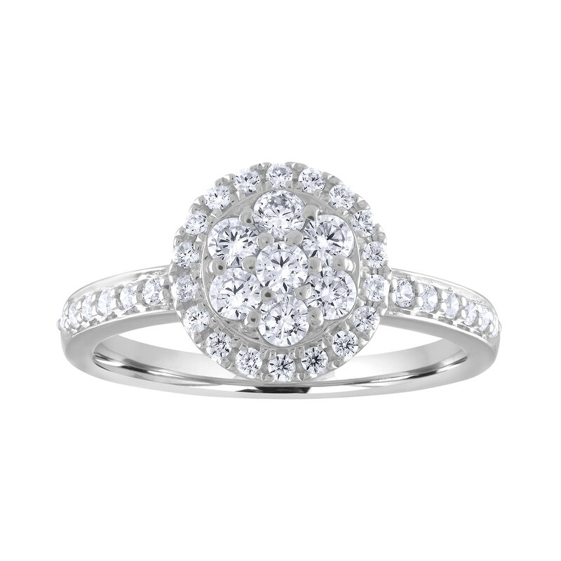 Lab-Crafted Diamond Cluster Ring 5/8ctw. in 14k White Gold image number null