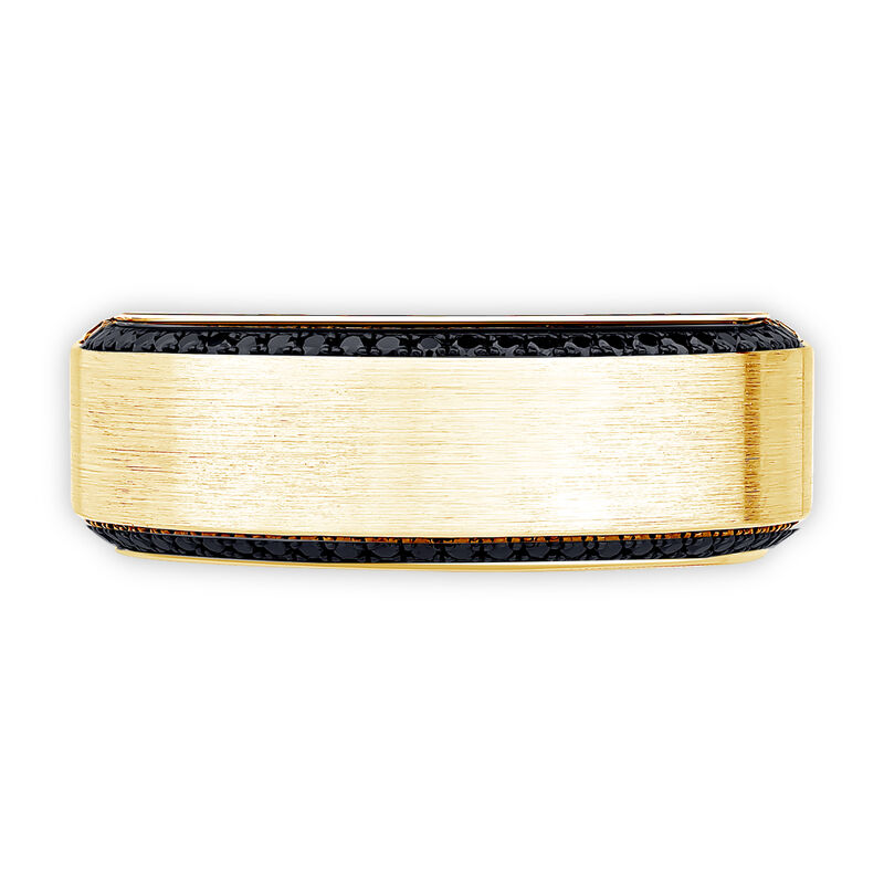 Men's Black Diamond & 10k Yellow Gold Wedding Ring image number null