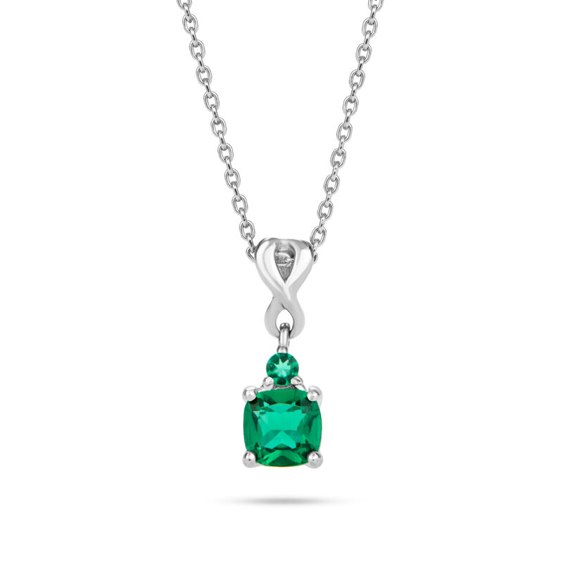 Created Emerald & Diamond Birthstone Pendant image number null