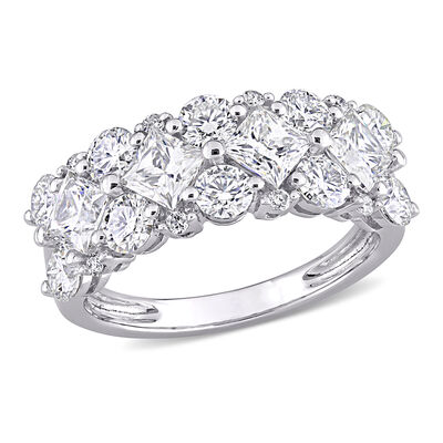 Princess & Brilliant-Cut 3 1/10ctw. Moissanite Cluster Wedding Band in 10k White Gold