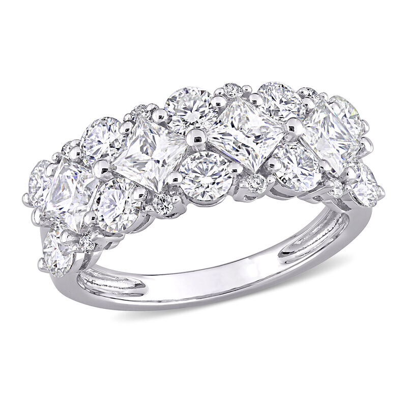 Princess & Brilliant-Cut 3 1/10ctw. Moissanite Cluster Wedding Band in 10k White Gold image number null