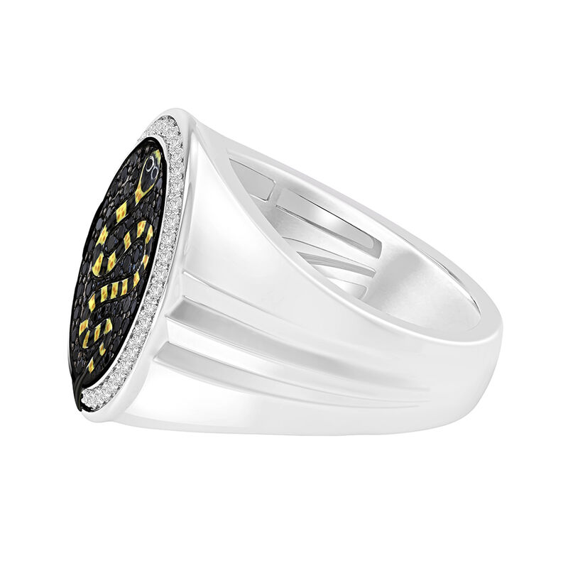 Men's 1/2ctw. Black Diamond & Sterling Silver Wedding Ring image number null