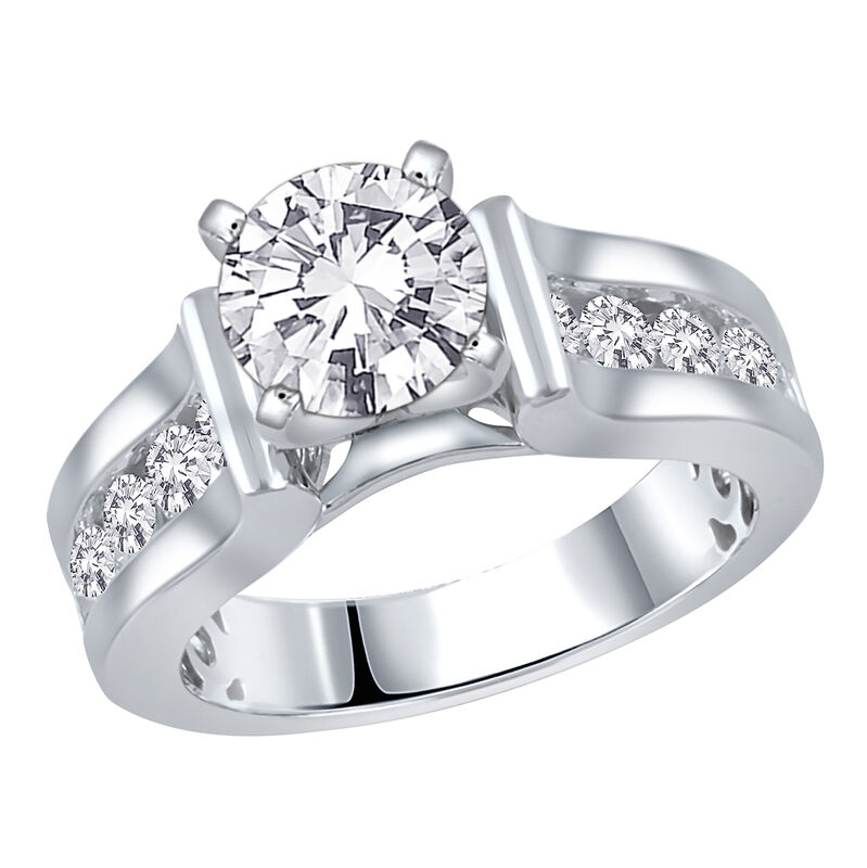 Lab Grown 2 1/3ctw. Brilliant-Cut Diamond Channel Cathedral Engagement Ring in 14k White Gold image number null