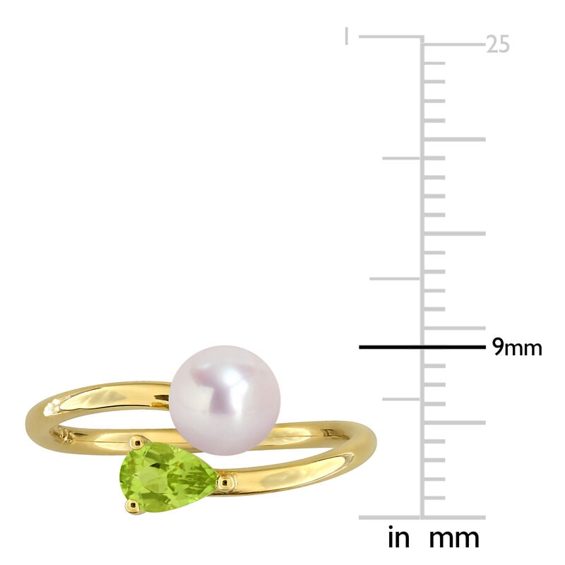 Peridot & Freshwater Cultured Pearl Ring in Gold Plated image number null