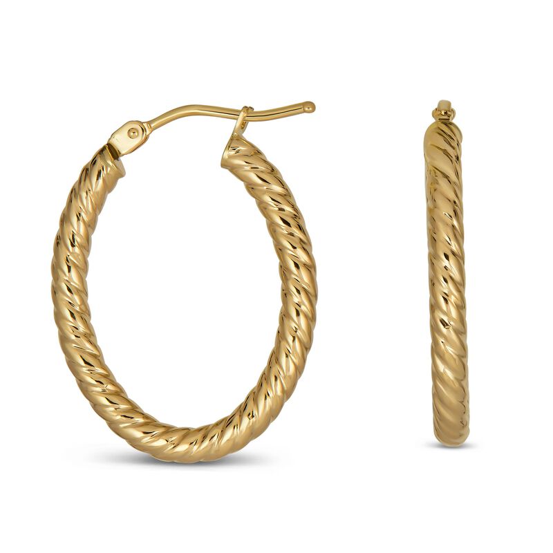 Twist Oval Hoop Earrings in 14k Yellow Gold image number null