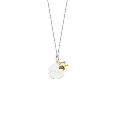 Dream Disc & Star Charm Pendant in Sterling Silver & 14k Gold