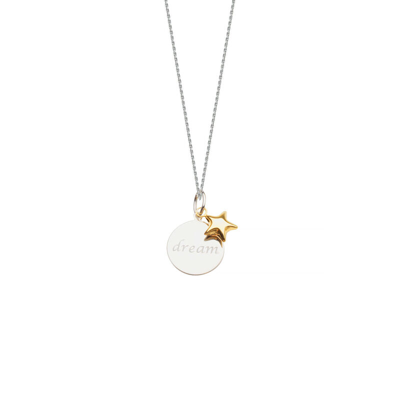 Dream Disc & Star Charm Pendant in Sterling Silver & 14k Gold image number null