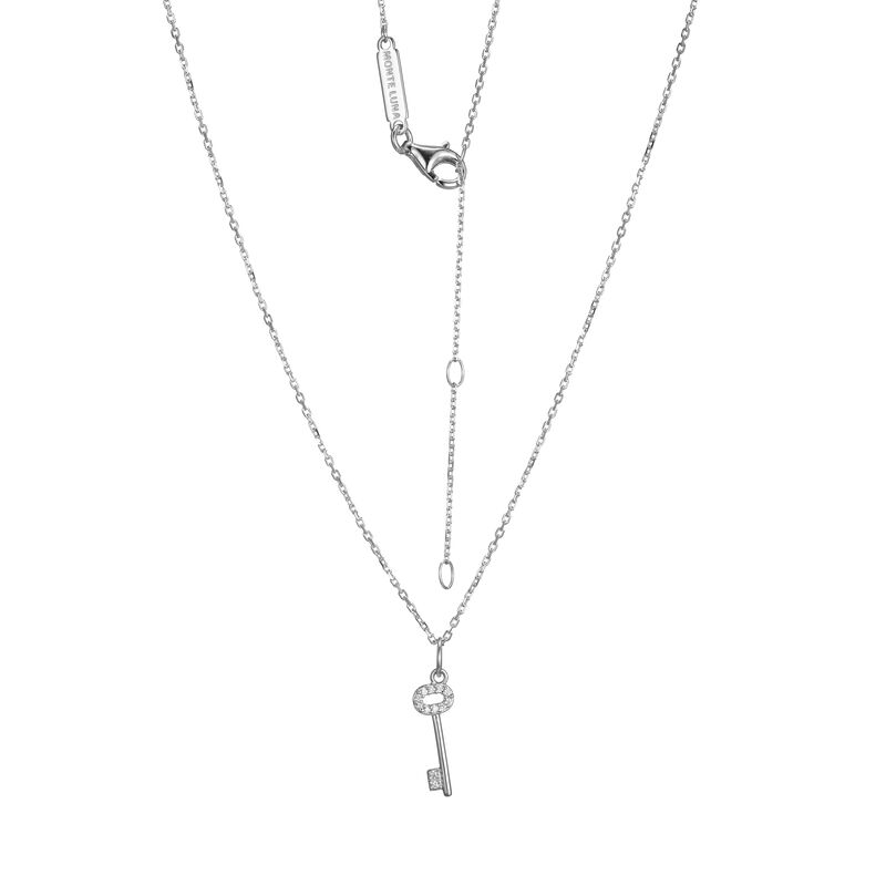 Brilliant-Cut Lab Grown .05ctw. Diamond Mini Key Pendant in Sterling Silver image number null