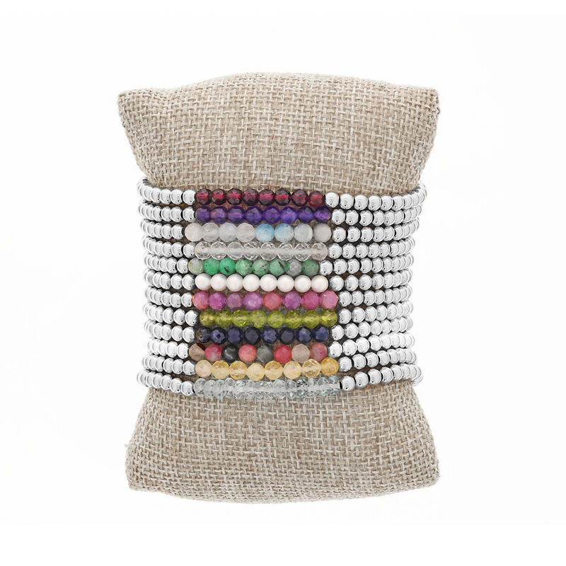 Amethyst Birthstone Beaded Bracelet in Sterling Silver image number null