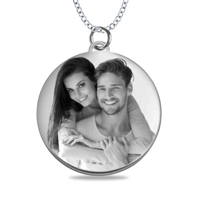 Medium Round Photo Pendant in Sterling Silver