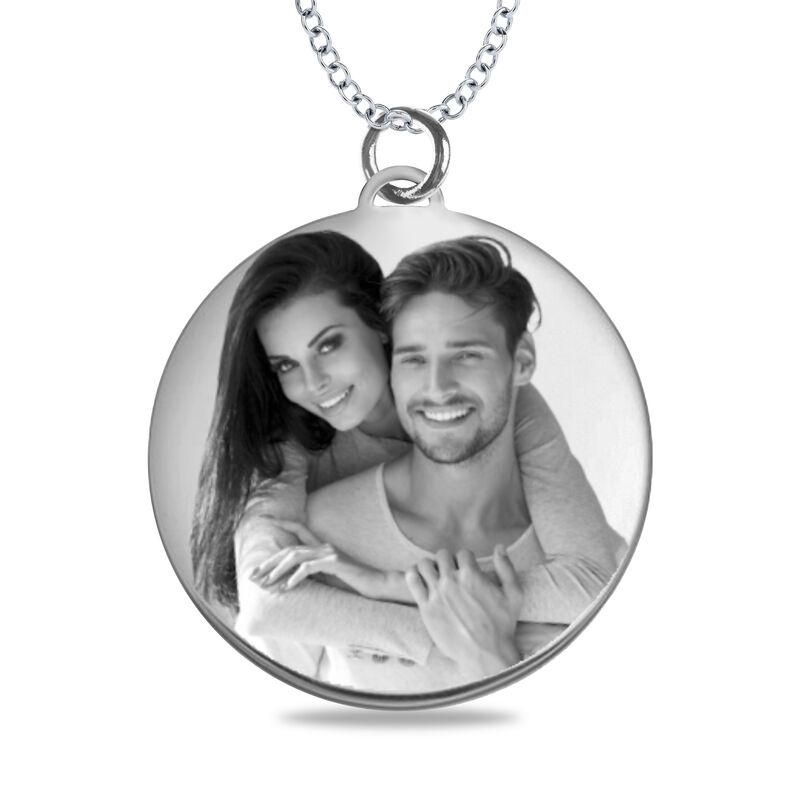 Medium Round Photo Pendant in Sterling Silver image number null
