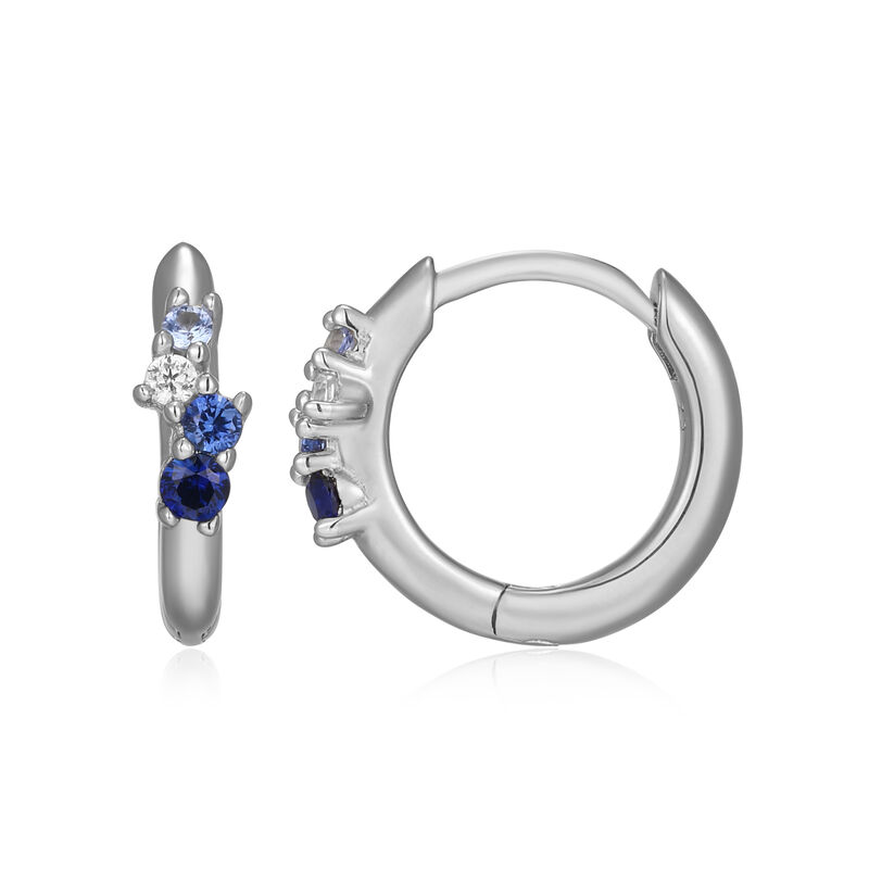 Created Sapphire Multi Stone Stud Earrings in Sterling Silver image number null