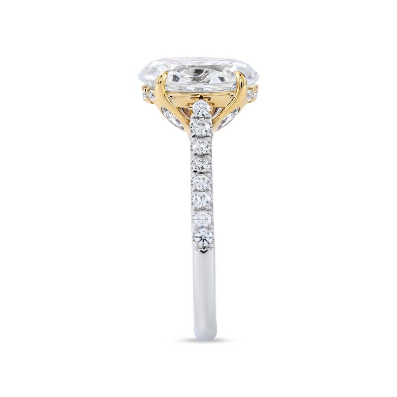 Oval Lab Grown Diamond 3 3/4ctw. Marquise Side Stone Engagement Ring in 14k Two Tone Gold image number null