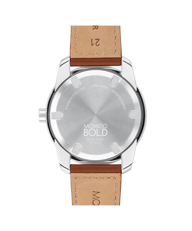 Movado Men's BOLD Verso Blue Dial Stainless Steel Leather Strap 42mm Watch 3600944 image number null