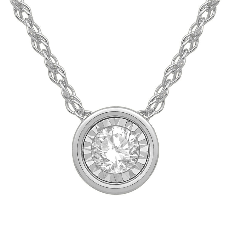  I2-3) Solitaire Pendant in 10k White Gold image number null