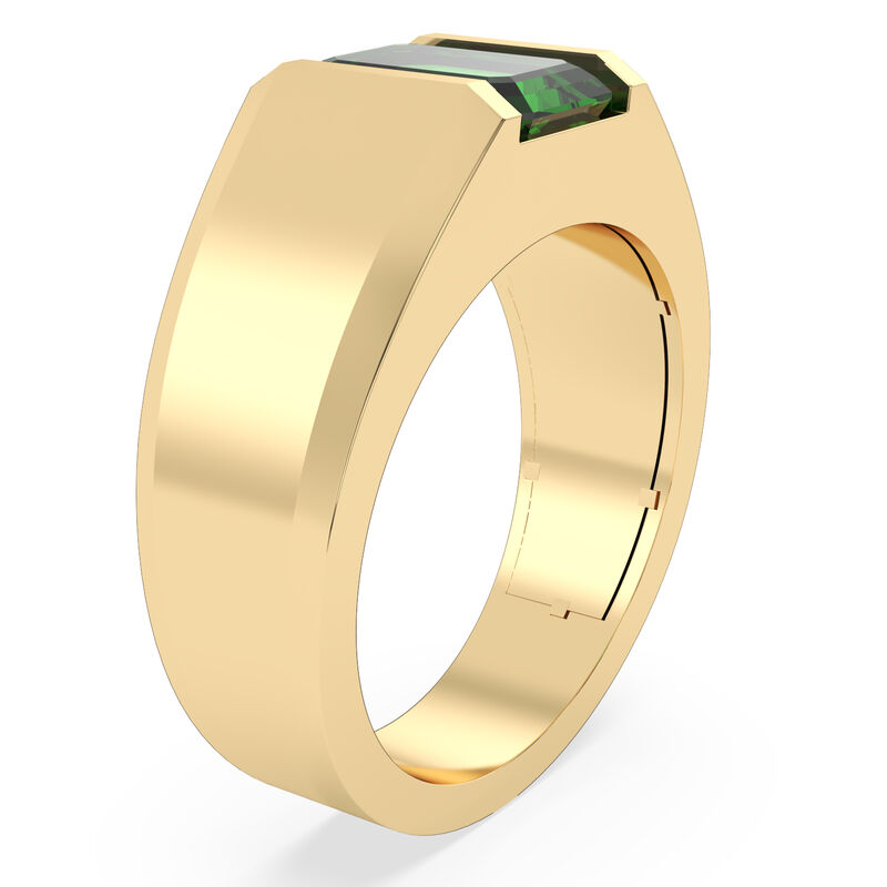 Men's Emerald-Cut Created Emerald Brushed Ring in 14k White Gold image number null