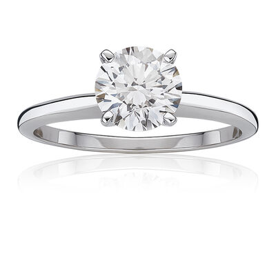 Lab Grown 1 1/2ct. Diamond Classic Round Solitaire Engagement Ring in 14k White Gold