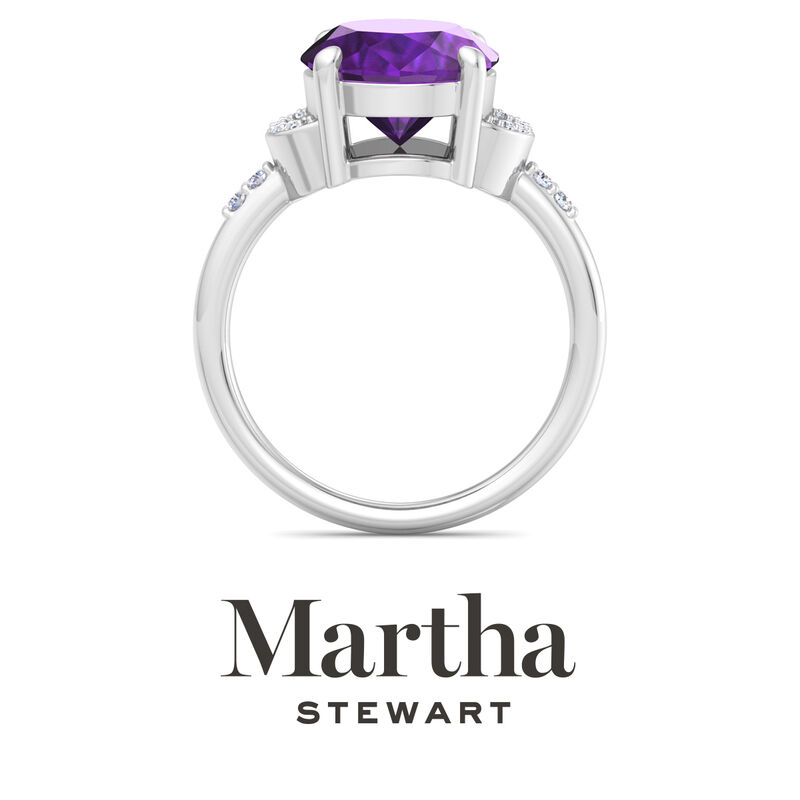 Martha Stewart Oval Amethyst and Lab Grown Diamond Ring in Sterling Silver image number null