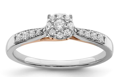 Brilliant-Cut Lab Grown 0.18ctw. Diamond Halo Ring in 10k White & Rose Gold