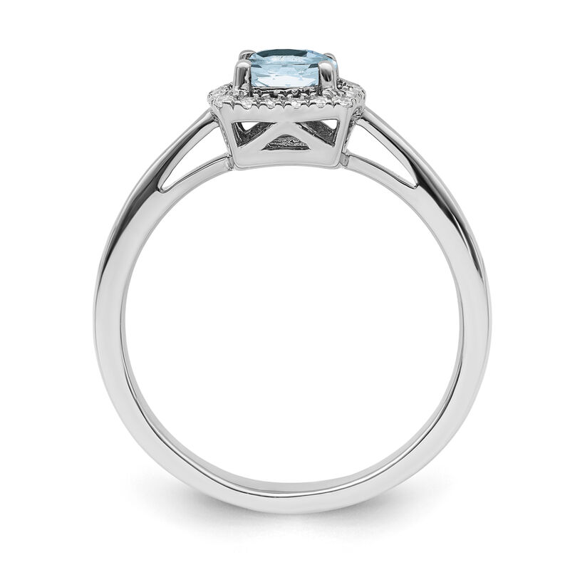 Cushion-Cut Aquamarine & Diamond Halo Ring in Sterling Silver image number null