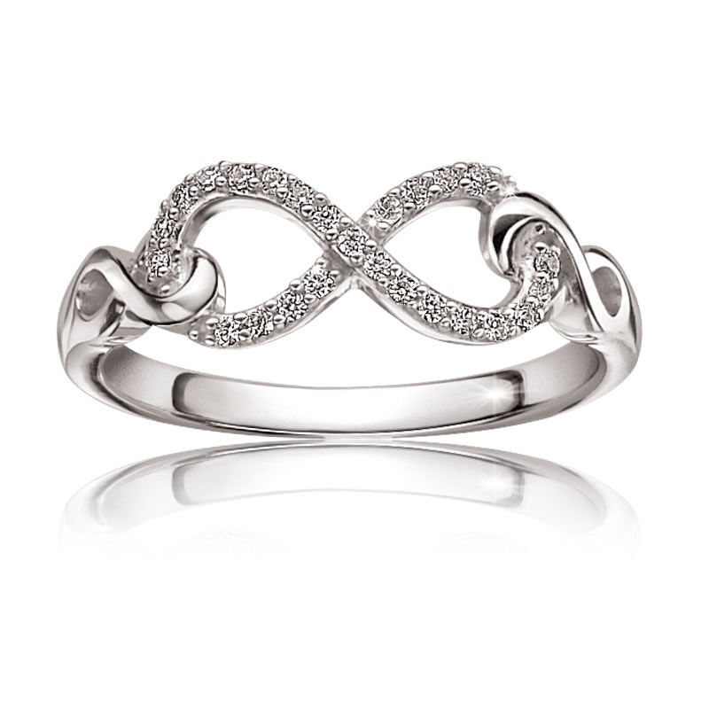 Diamond Infinity Ring in Sterling Silver image number null