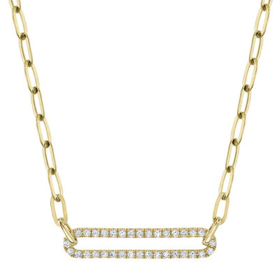 Shy Creation 0.26ctw. Diamond Bar Link Necklace in 14k Yellow Gold