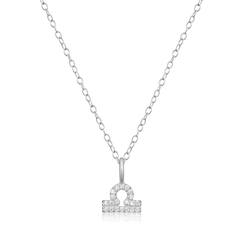 Lab Grown Diamond Libra Constellation Pendant Necklace in Sterling Silver image number null