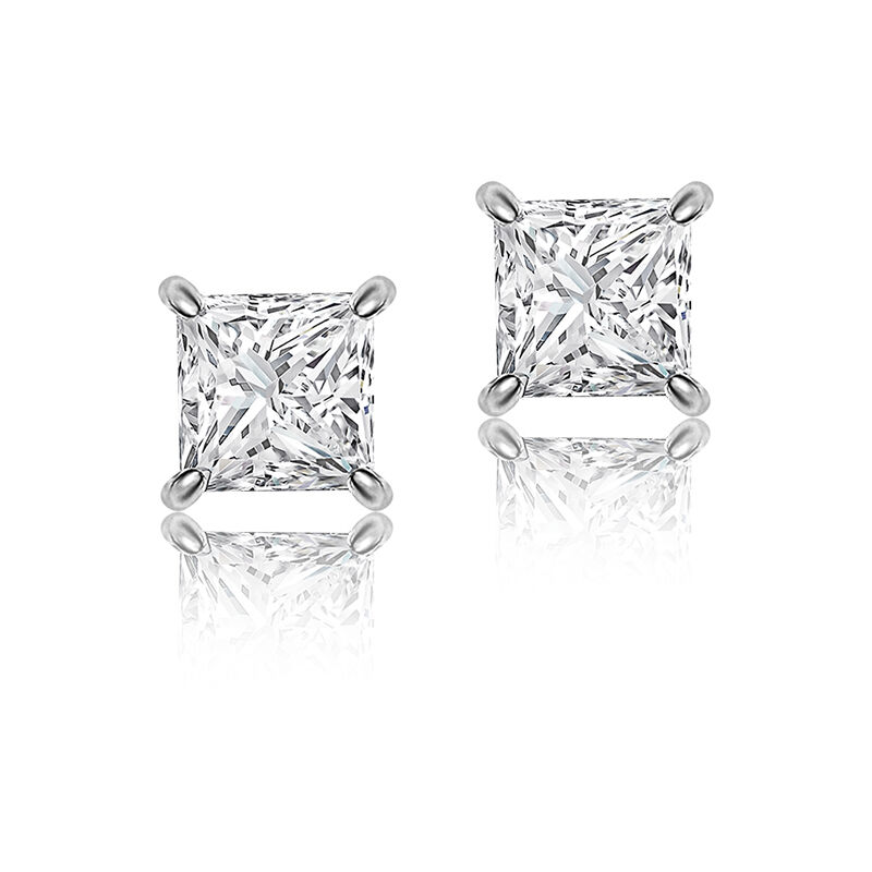 Princess-Cut Diamond Solitaire Earrings 1/2ctw. in 14k White Gold image number null