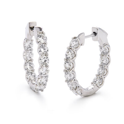 Lab Grown 3ctw. Diamond In & Out Hoops in 14k White Gold