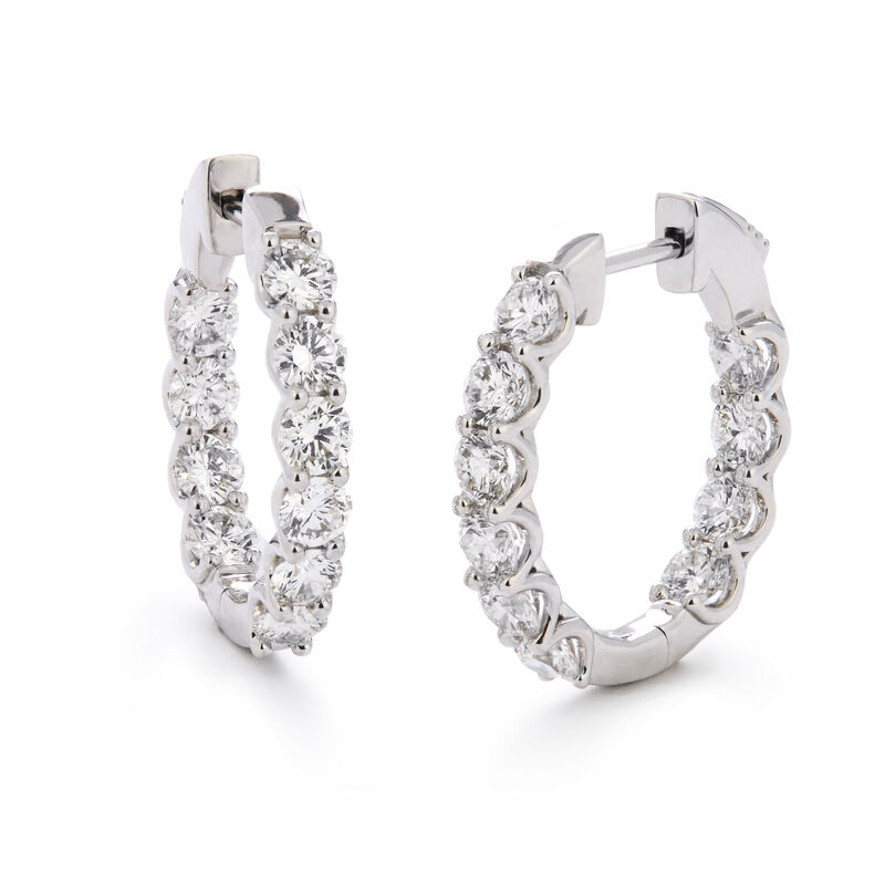 Lab Grown 3ctw. Diamond In & Out Hoops in 14k White Gold image number null