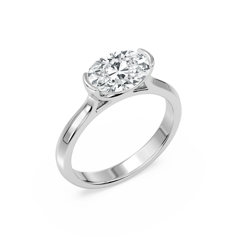 Oval Lab Grown Diamond 1 1/2ctw. East West Solitaire Engagement Ring in 14k White Gold image number null