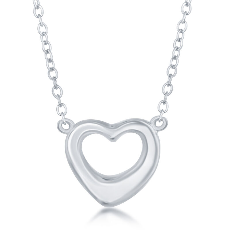 Open Puffed Heart Pendant in Sterling Silver image number null