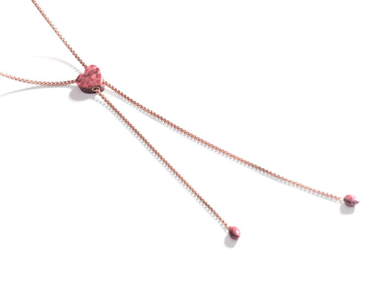 Pink Thulite Adjustable Necklace in Sterling Silver & 14k Rose Gold Plating image number null