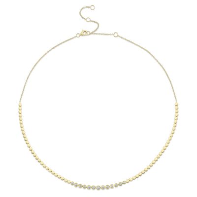 Shy Creation Diamond 1/3ctw. Bezel Necklace in 14k Yellow Gold