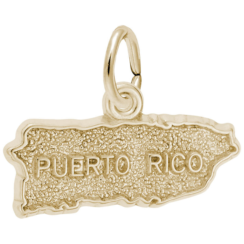  Puerto Rico Map Charm in Gold Plated Sterling Silver image number null