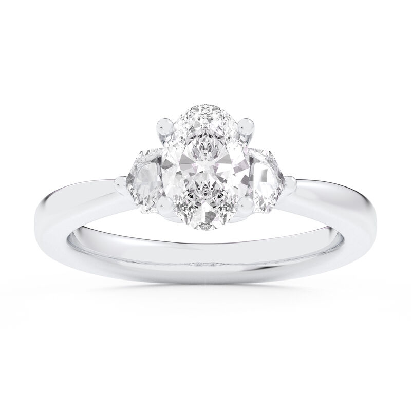 Oval-Cut Lab Grown 1 1/5ctw. Diamond Three-Stone with Cadillac Engagement Ring in 14k White Gold image number null