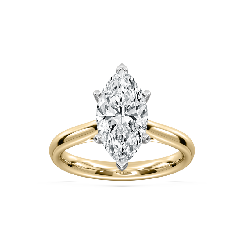 Marquise Lab Grown Diamond 3ctw. Cathedral Solitaire Engagement Ring in 14k Yellow Gold image number null