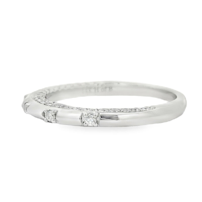 Round Diamond 2/5ctw. Knife Edge Side Accent Wedding Ring in 14k White Gold image number null