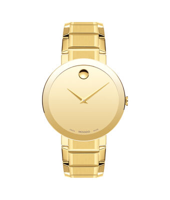 Movado Men's Swiss Sapphire Gold-Tone PVD Stainless Steel Bracelet Watch 39mm 0607180