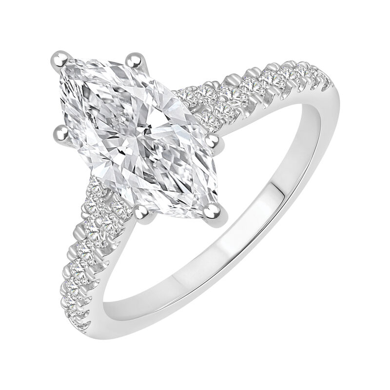 Marquise-Cut Lab Grown 2 1/3ctw. Diamond Split Shank Engagement Ring in 14k White Gold image number null