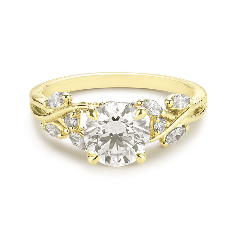 Brilliant-Cut Lab Grown 1.5ct. Diamond With Marquise & Brilliant-Cut Accents Engagement Ring in 14k Yellow Gold image number null